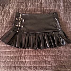 Black Faux Leather Mini Skirt